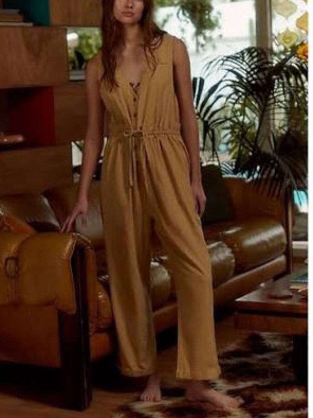 Free People, free-est - Tileen One-Piece Jumpsuit - Tan/Khaki, Size Small